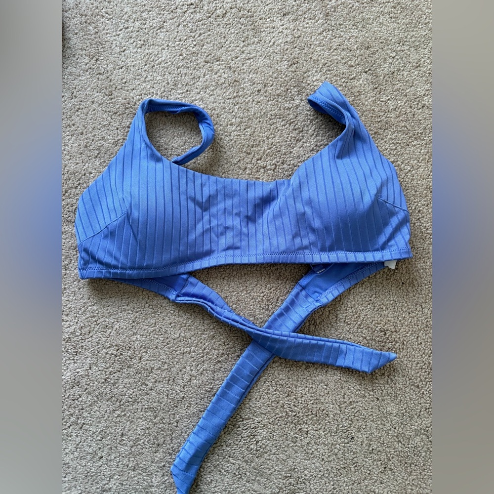 Large Blue Aerie Scoop Bikini Top